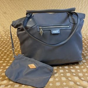 MZ WALLACE Grey Satchel W/Detachable Cosmetic Bag. Handles in Pristine Condition